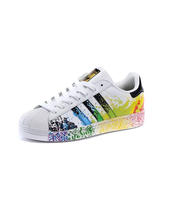 adidas superstar rainbow metallic stripes